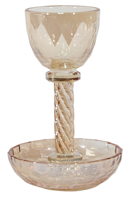 Crystal Kiddush Cup with Tray 6" - LEHADAR