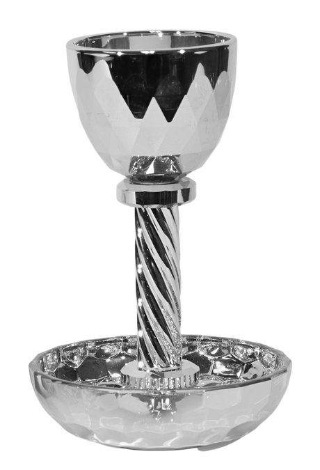 Crystal Kiddush Cup with Tray 6" - LEHADAR
