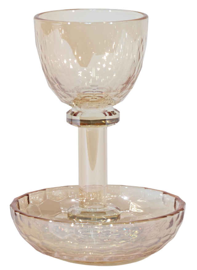 Crystal Kiddush Cup with Tray 5.5" - LEHADAR