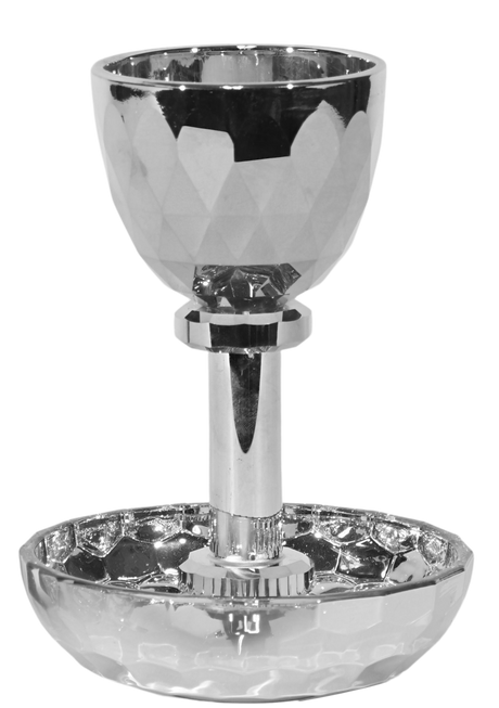 Crystal Kiddush Cup with Tray 5.5" - LEHADAR