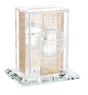Crystal Tzedakah Box with Gold & Silver Plates on 4 Sides 4.5" x 3" x 2" - LEHADAR