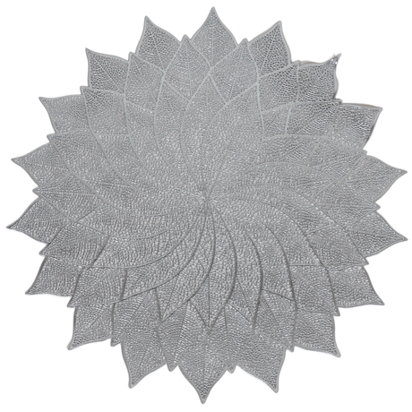 Silver Blooming Leather Look Laser cut Placemats 15" (12pcs) - LEHADAR