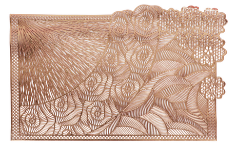 Gold Rectangular Leather Look Laser Cut Placemats - LEHADAR