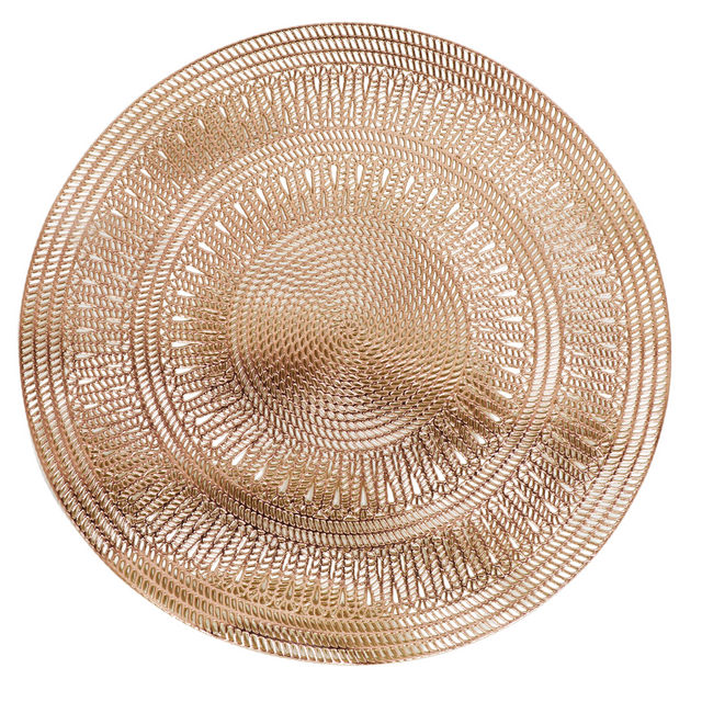 Rose Gold Traditional Leather Look Laser cut Placemats 15" (12pcs) - LEHADAR