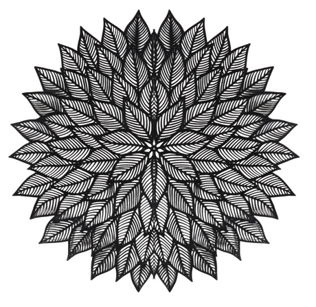 Black Floral Leather Look Laser cut Placemats 15" (12pcs) - LEHADAR