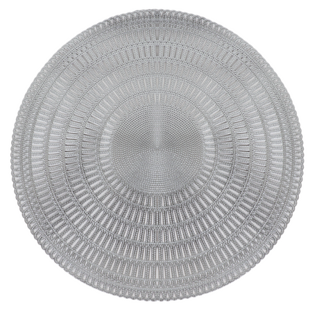 Silver Classic Leather Look Laser Cut Placemat 15" (12 pcs) - LEHADAR