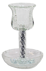 Crystal Kiddush Cup - Filling with Spiral Leg - 6" Cup 4.5" Tray - LEHADAR