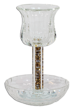 Crystal Kiddush Cup - Filling with Square Leg - 6" Cup 4.5" Tray - LEHADAR