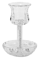 Crystal Kiddush Cup - Filling with Square Leg - 6" Cup 4.5" Tray - LEHADAR