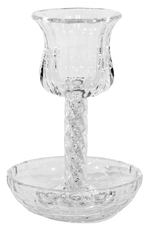Crystal Kiddush Cup - Filling with Spiral Leg - 6" Cup 4.5" Tray - LEHADAR