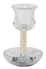 Crystal Kiddush Cup - Filling with Spiral Leg - 6" Cup 4.5" Tray - LEHADAR
