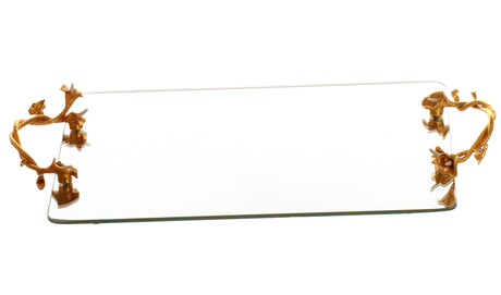 Mirror Tray With Gold handles Oblong large 20 x 10.5" - LEHADAR