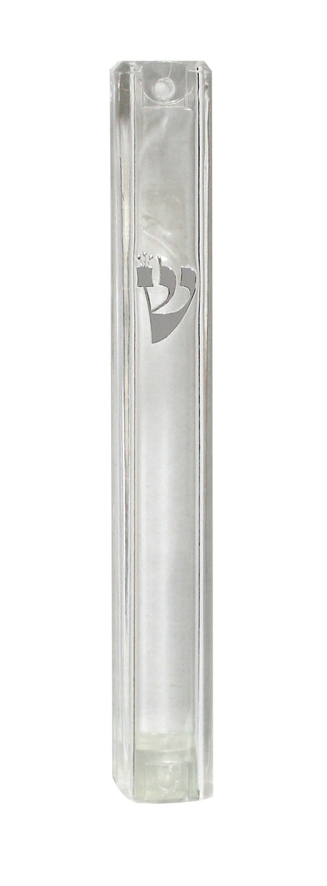 Clear Plastic Mezuzah Water Proof Silver Shin - 20 Cm - LEHADAR