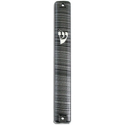 Plastic Mezuzah 3D Metal Painted - Gray Stripes - LEHADAR