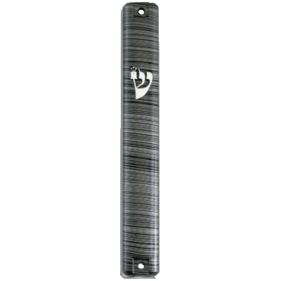 Plastic Mezuzah 3D Metal Painted - Gray Stripes - LEHADAR