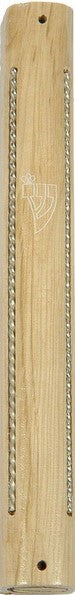 Wood Mezuzah with metal stripes 12 cm - LEHADAR