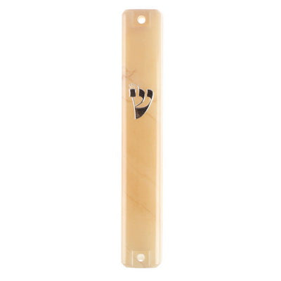 Plastic Mezuzah 10cm- 3D Metallic Paint- Marble - LEHADAR