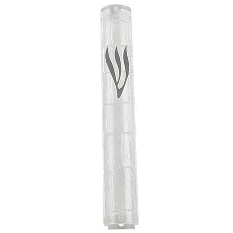Plastic Transparent Mezuzah With Rubber Cork 15 Cm- "The Kotel" With The Letter Shin - LEHADAR