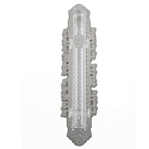 Acrylic Mezuzah 12 Cm Metal Plate -"Baruch Ata Beboacha"