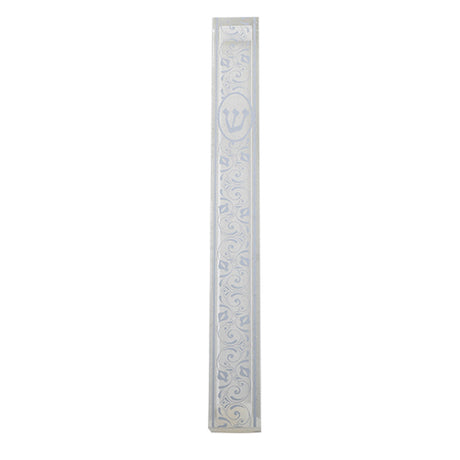 Clear Mezuzah 12 Cm Clear With Flower Design - LEHADAR
