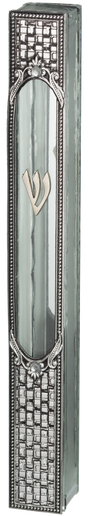 Glass Mezuzah with Traditional Metal Plaque - LEHADAR
