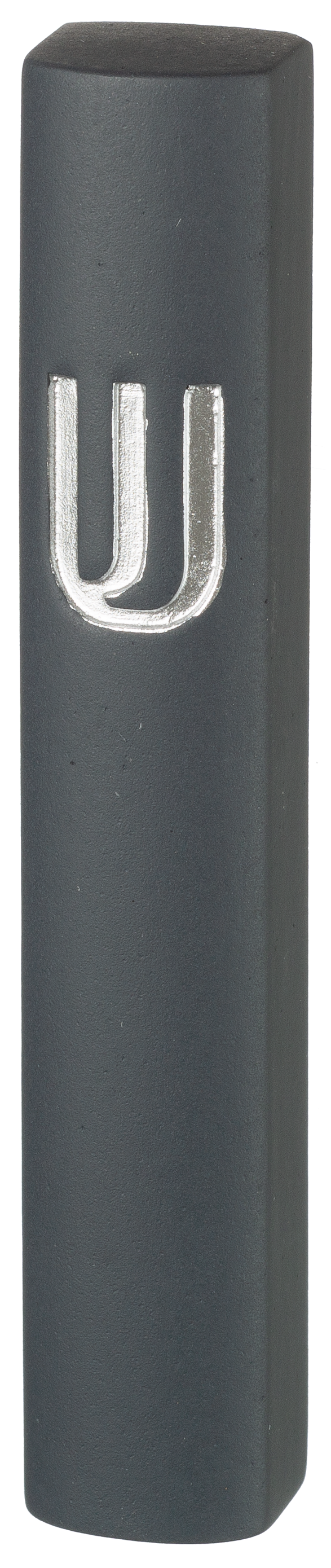 Dark Gray Polyresin Mezuzah with Silvered SHIN - LEHADAR