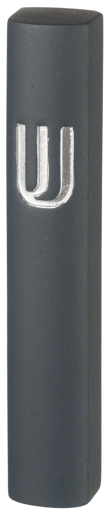 Dark Gray Polyresin Mezuzah with Silvered SHIN - LEHADAR