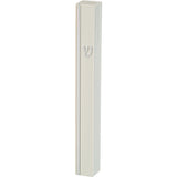 Plastic Mezuzah 12 cm - Silver SHIN & Stripe with Rubber Cork - LEHADAR