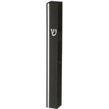 Plastic Mezuzah 12 cm - Silver SHIN & Stripe with Rubber Cork - LEHADAR