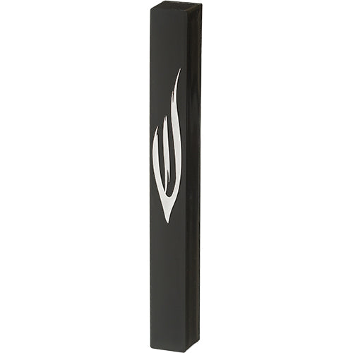 Black Plastic Mezuzah 15 cm - Gold SHIN with Rubber Cork - LEHADAR