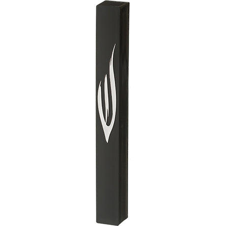 Black Plastic Mezuzah 15 cm - Gold SHIN with Rubber Cork - LEHADAR