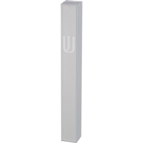 Aluminum Mezuzah - White, Printed "SHIN"