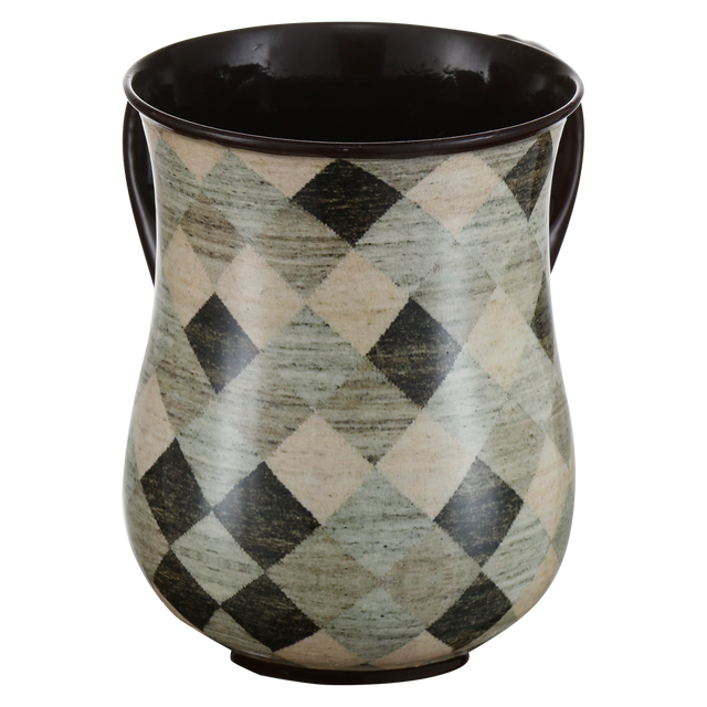 Washing Cup Rhombus Silver & Brown (6 Per Case)` - LEHADAR