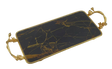 Rectangle Black & Gold Glass Marble Tray 15"x30" - LEHADAR