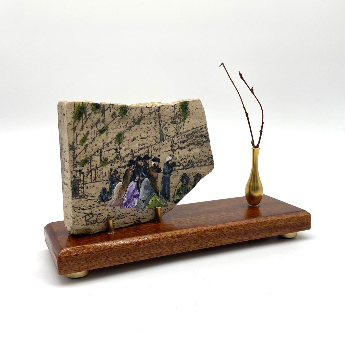 The Western Wall (הכותל המערבי) – Handcrafted Travertine Stone Tabletop Artwork