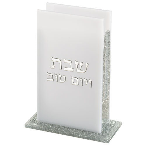 acrylic Matches Holder 4x3.5" - Silver Glitter