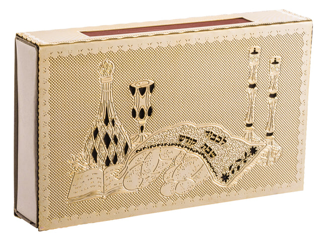 Match Box 24 k gold p Shabbat Table By Jerusalem Impressions 4 1/4 x3.5" - LEHADAR