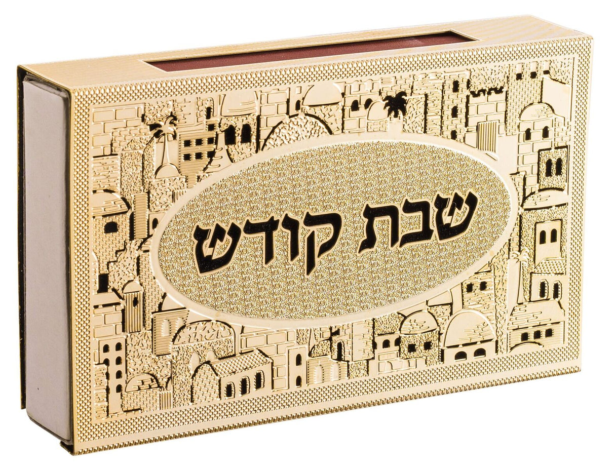 Match Box 24 k gold p Jerusalem 4 1/4 x3.5" - LEHADAR
