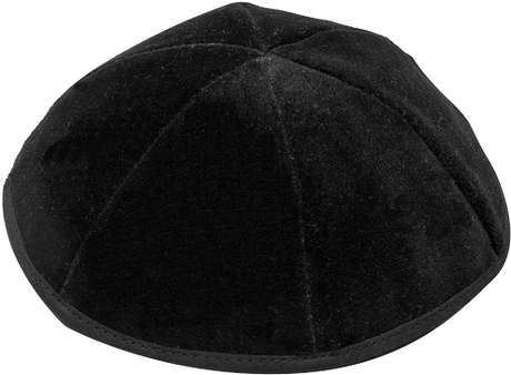 4 Part Black Yarmulke With Rim