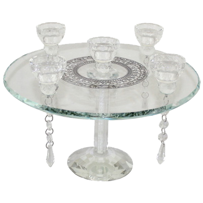 Crystal Round Candlesticks 19 Cm- 5 Light - LEHADAR