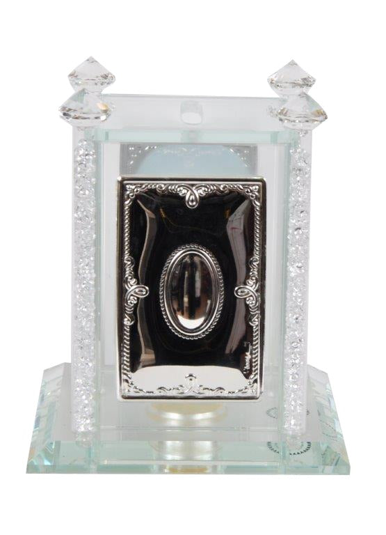 Tzedakah Box Crystal And 4 Silver Pcs 5 H X 3/12 X 312 " - LEHADAR