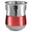 Stainless Steel Washing Cup Hammered Red Stripe` - LEHADAR