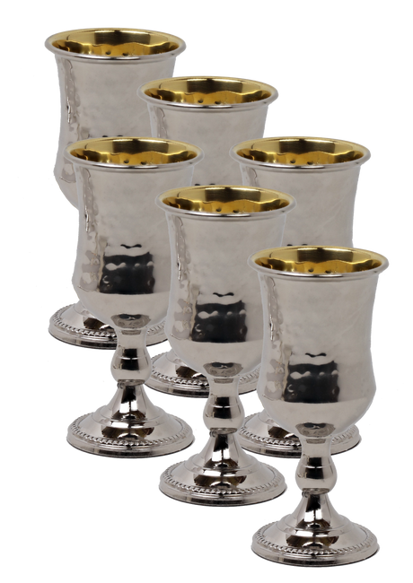 Set of 6 925 sc Silver Shot Glasses gold inside (65 ML 2.2 oz) - LEHADAR