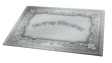 Chanukah Menorah Tray Tempered Glass -Metallic Look Silver “Haneiros Hallalu”13.5 x 9.5" - LEHADAR