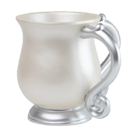 Polyresin Washing Cup White With Grey Handles - LEHADAR