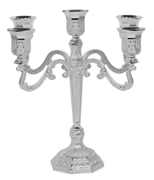 Candelabra 5 Light Silver plated Filigree 9 " - LEHADAR