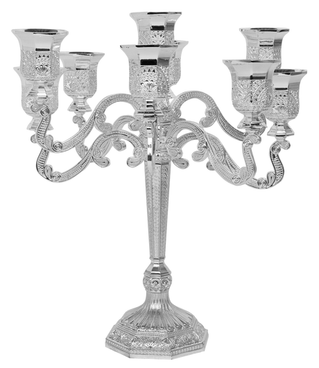 Candelabra 9 Light Silver plated Filigree 9 " - LEHADAR