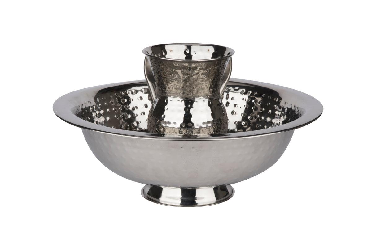 Washing cup and Bowl With Base Set Stainless Steel Hammered - LEHADAR