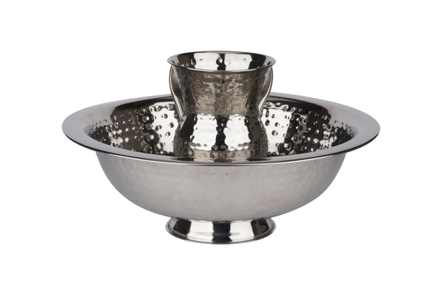 Washing cup and Bowl With Base Set Stainless Steel Hammered - LEHADAR