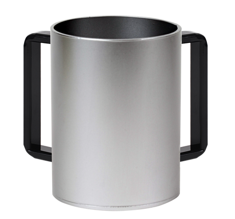 Acrylic Washing Cup Silver Black Handles 5" - LEHADAR